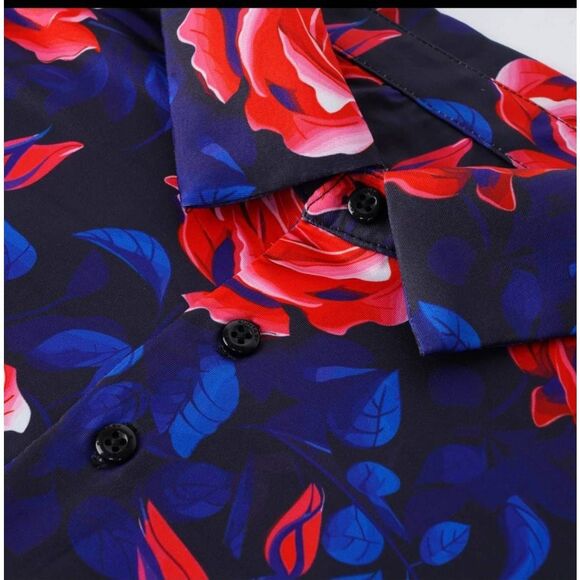 Suntasy Dry Fit Polo Golf Shirt,Midnight Rose Floral Prt., NEW, Small - Picture 2 of 5